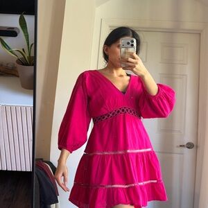 Elegant Pink Dress with cut out Detailing